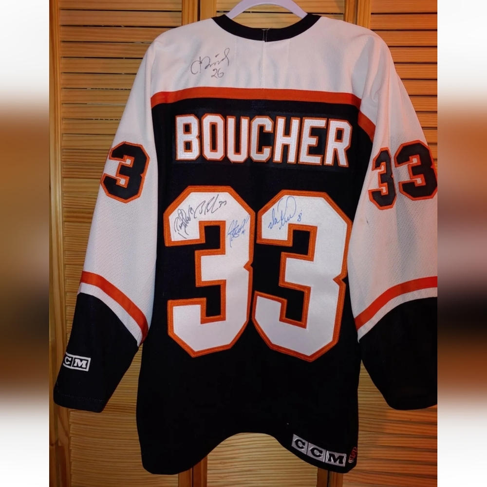 NHL Philadelphia Flyers Jersey Autographed Brian Boucher Mark Recchi XL OOAK VTG